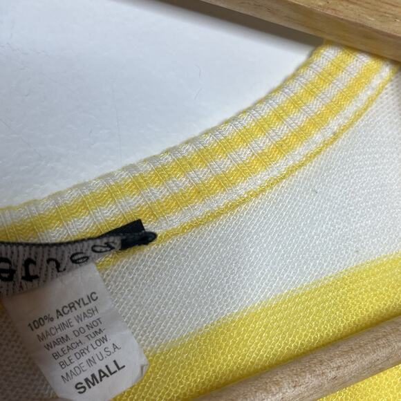 Y2K Vintage Wet Seal Striped Sweater Top Yellow Womens Small Preppy Collegiate - Picture 5 of 6